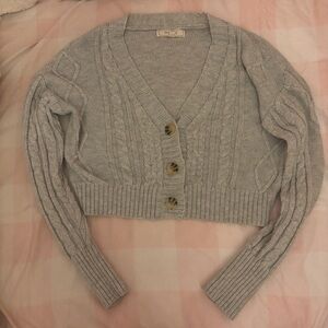 grey cropped knit cardigan ♡